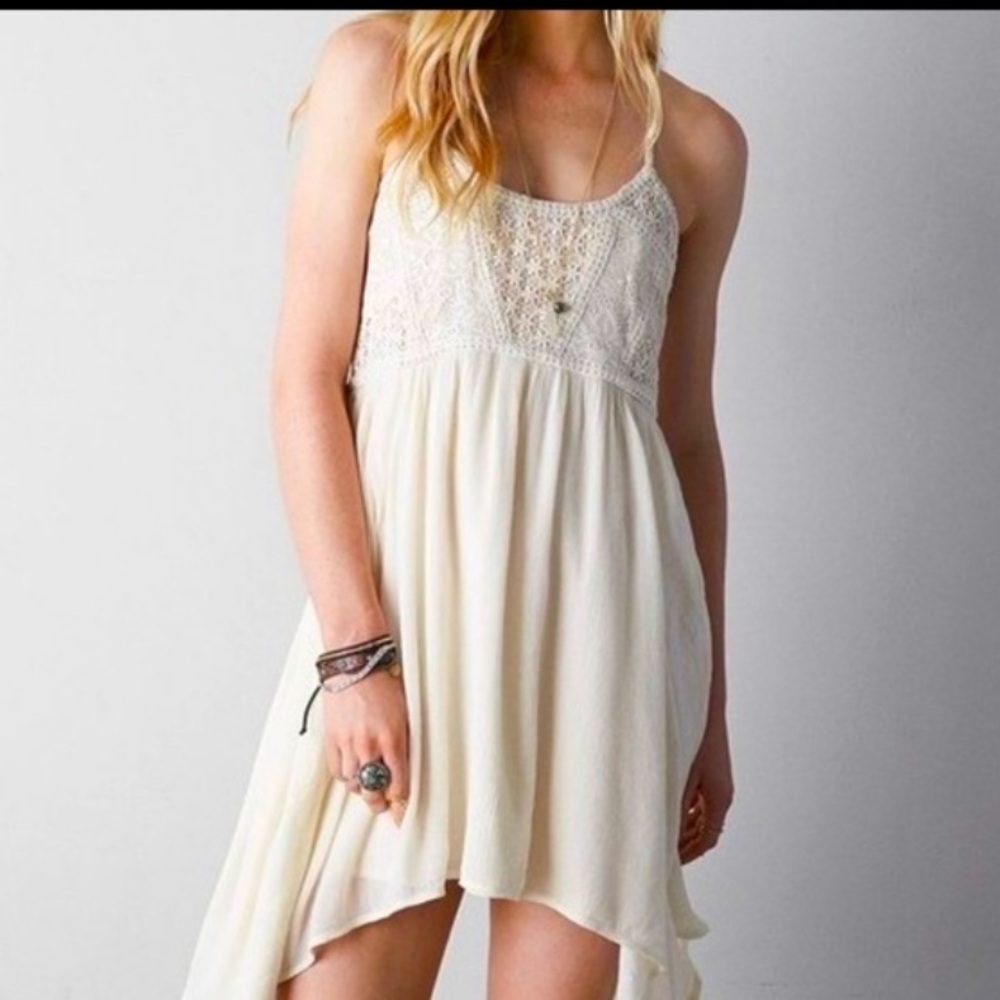 American Eagle Cream Crocheted Lace Babydoll Dress Size 2